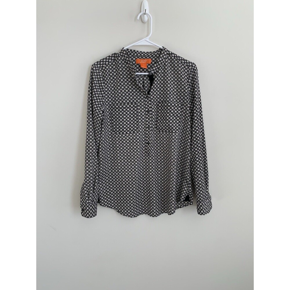Joe Fresh Womens Blouse Size S/P Top Long Sleeve Shirt Button Up Sheer Pockets